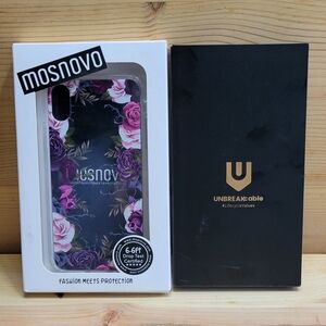 IPhone X Phone Case Mosnovo Flowers With 2 Glass Screen Protectors